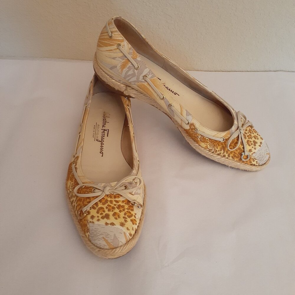 Salvatore Ferragamo Espadrille Canvas Print Shoes